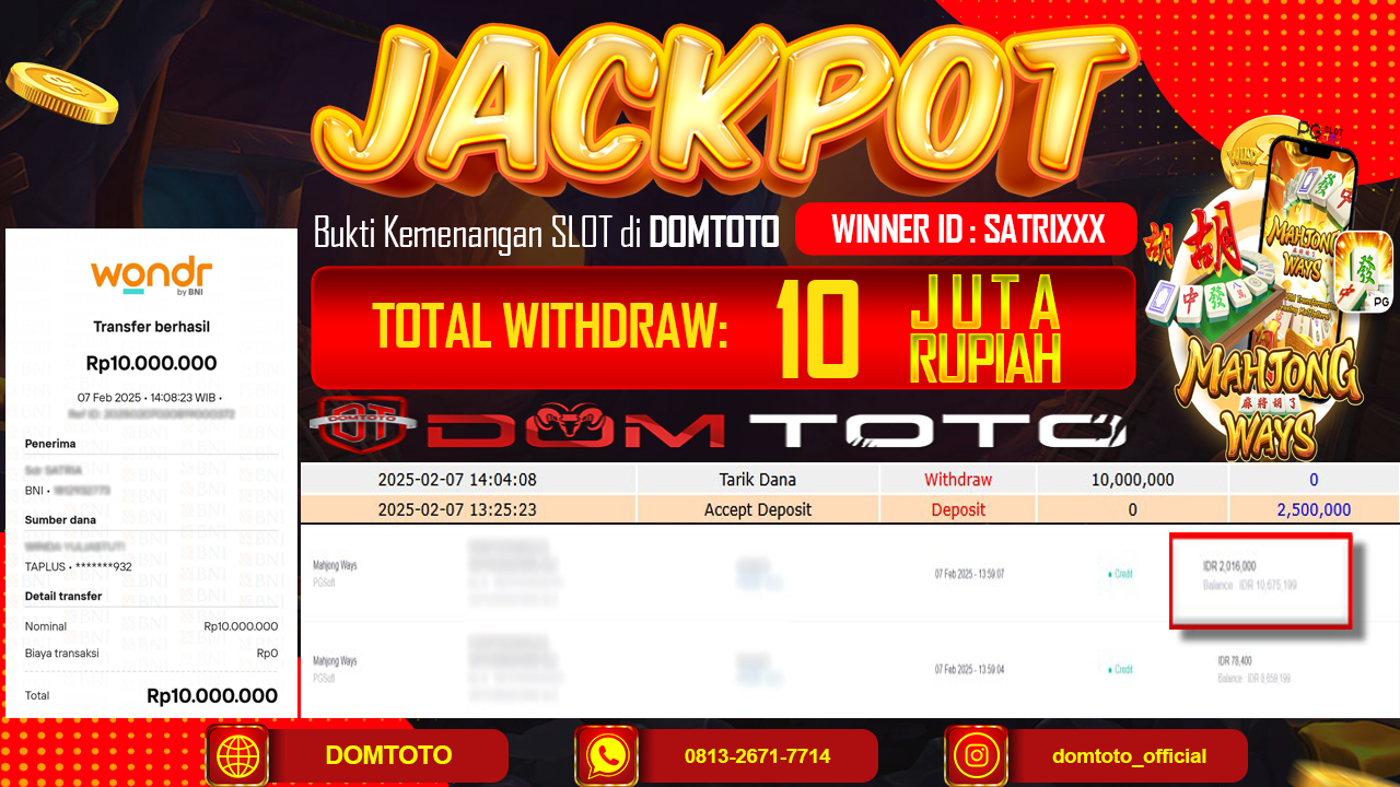 JACKPOT  SLOT MAHJONG WAYS  7 FEBRUARI 2025
